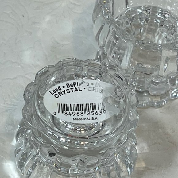 DePlomb Lead Crystal 2" Tea Light/Taper Candle Holders Set of 2 - Picture 4 of 8